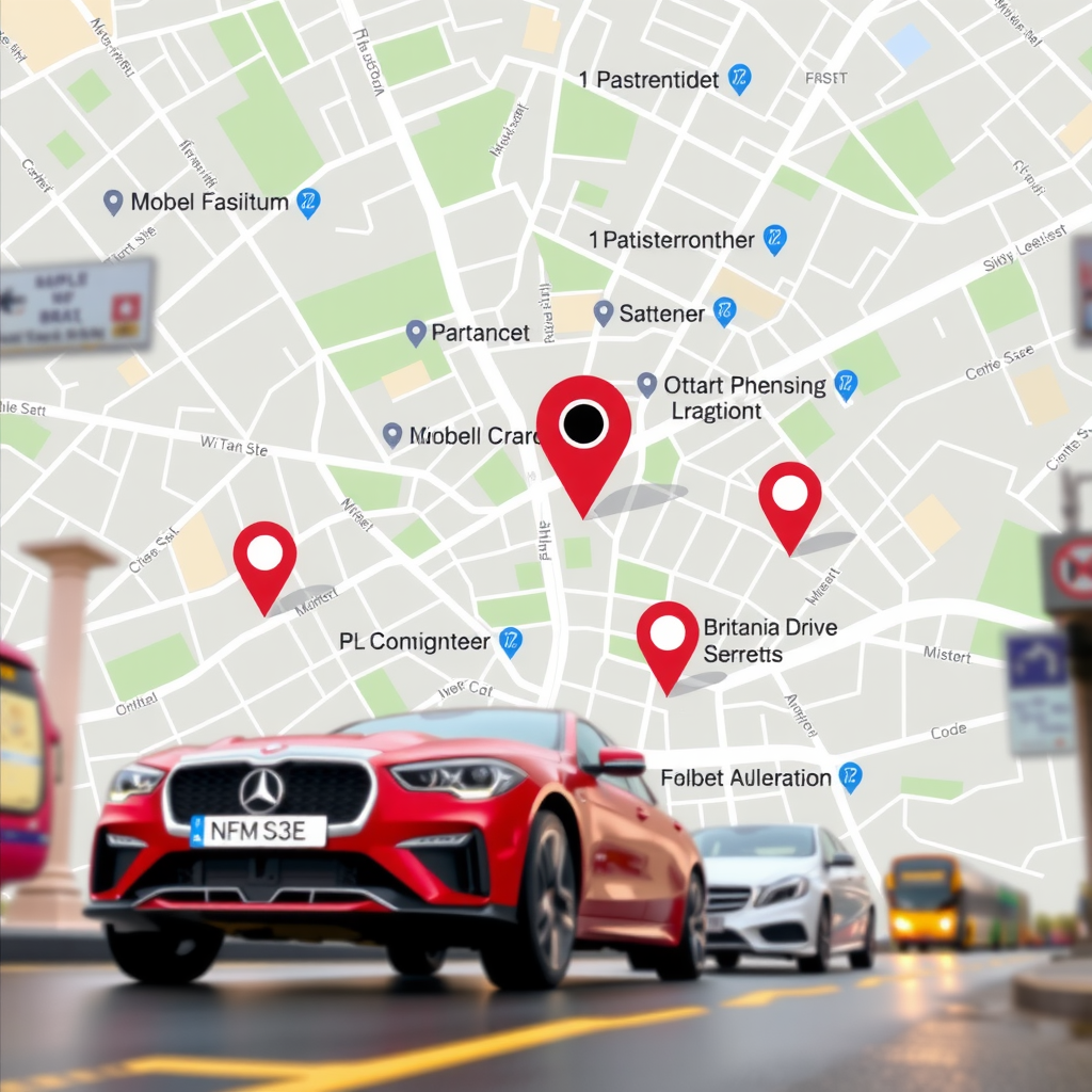 Map showing Britannia Drive Rentals location at 14-16 High Street, Manchester, M1 1JE, United Kingdom. The map displays the central Manchester area with clear markers indicating our office location near major landmarks and transport links.