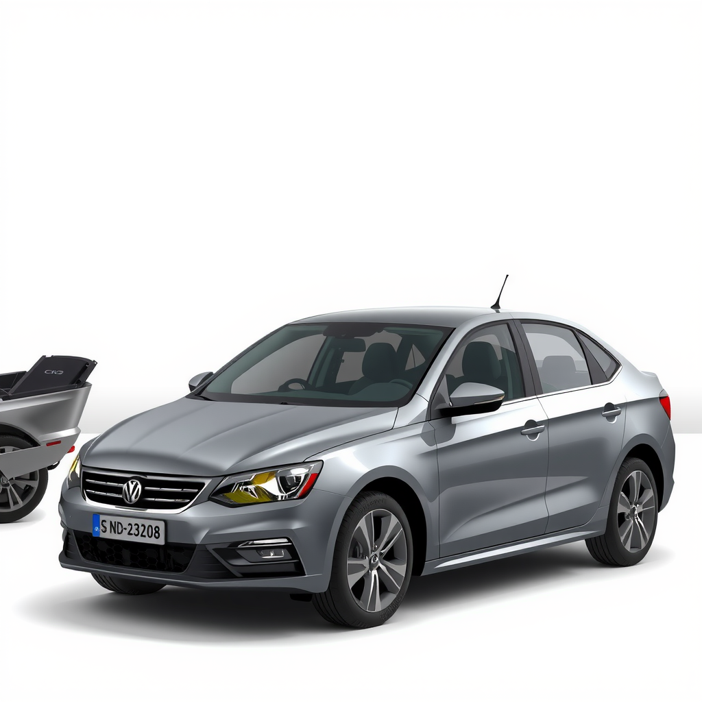 Comfortable midsize sedan in gray color, balanced combination of space and efficiency, perfect for business travel and family use