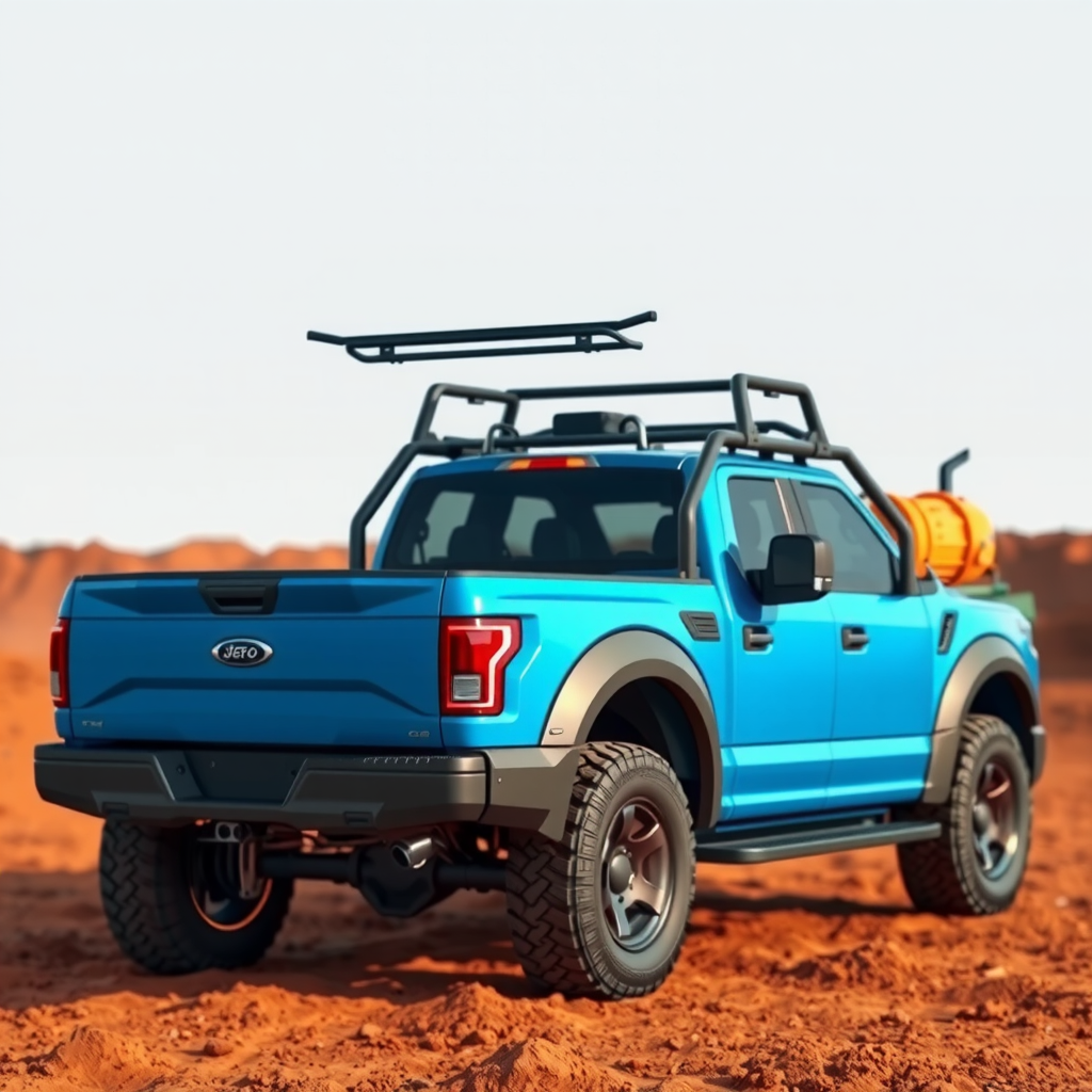 Rugged pickup truck in blue color with open cargo bed, towing capability, ideal for hauling equipment and outdoor activities